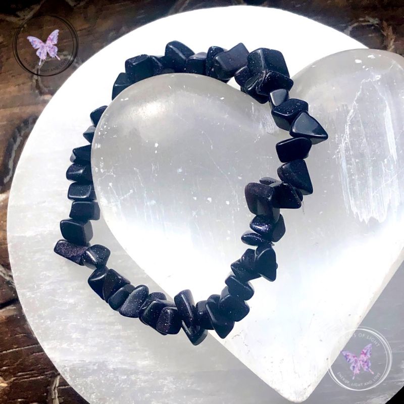 Blue Goldstone Chip Stretch Bracelet